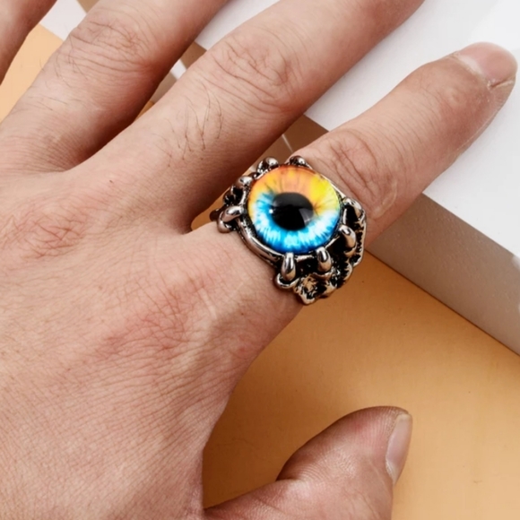 NWT Adjustable Dragon Claw Evil Eye Ring - Picture 3 of 10